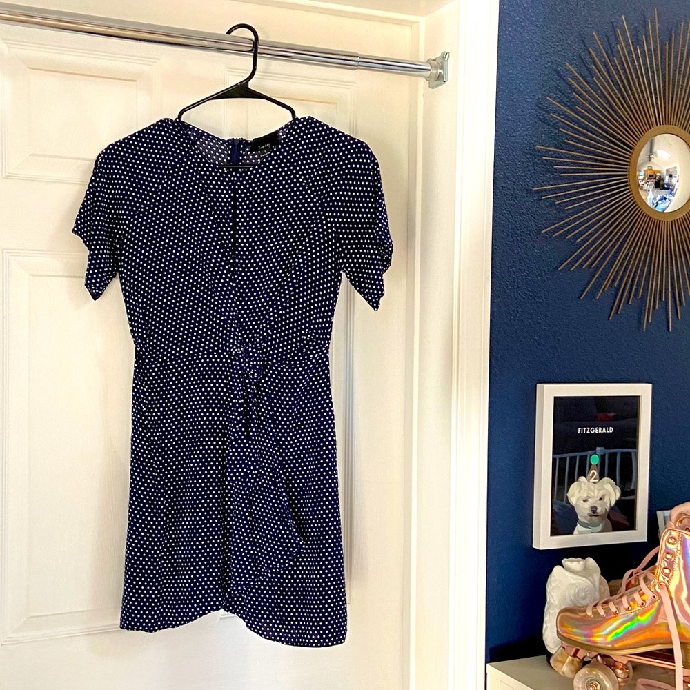 Navy blue and white Polka Dot Mini Dress